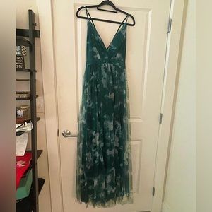 Lulu’s Elegant Moment Emerald Green Tie-Dye Backless Maxi Dress. Size XL.